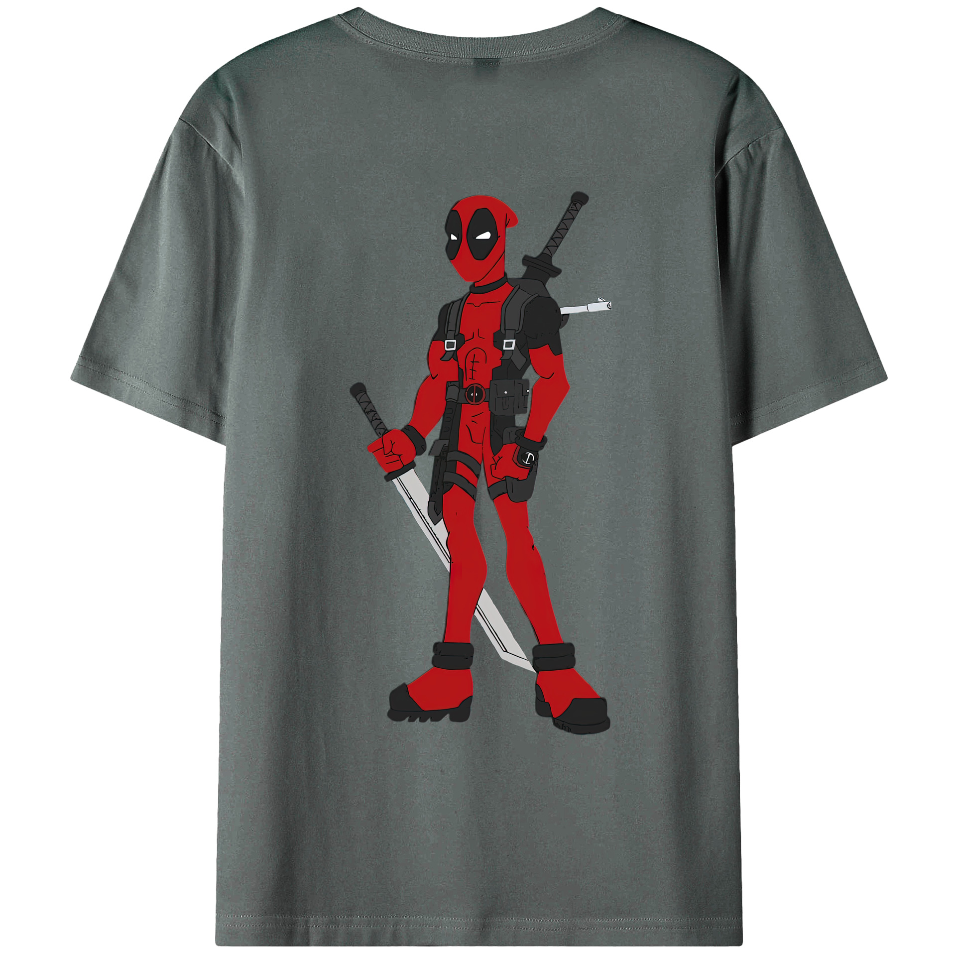 （画像用） Deadpool デッドプール 綿100％ メンズ半袖Tシャツ（バックプリント） 通気性